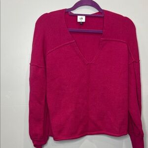 CAbi V-Neck Sweater in Bold Pink Medium